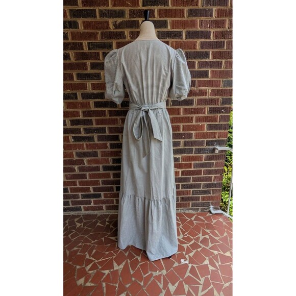 dRA Los Angeles Carol Dress-Grey/White-Maxi-Puff Sleeve-Cottagecore- Small NWT - Picture 4 of 11